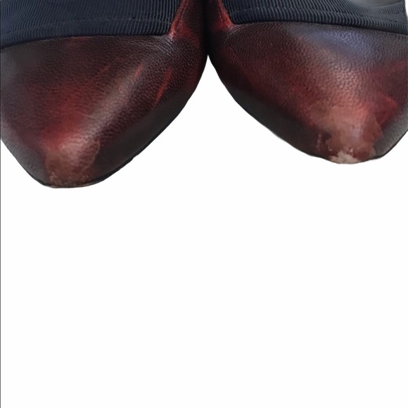 Marc Jacobs Red Burgundy Pointed Toe Kitten Heel Flats - Picture 5 of 9